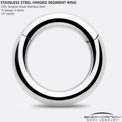 14G 1/4 316L Surgical Steel Precision Hinged Segment Hoop