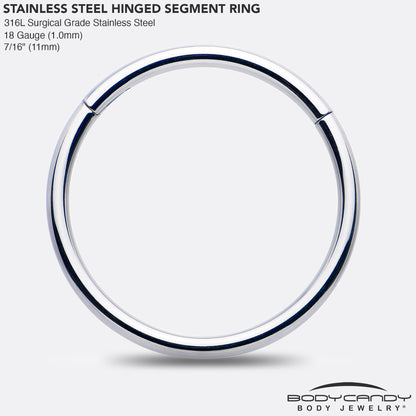18G 7/16 316L Surgical Steel Precision Hinged Segment Hoop