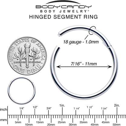 18G 7/16 316L Surgical Steel Precision Hinged Segment Hoop