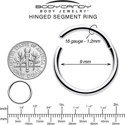 16G 9mm 316L Surgical Steel Precision Hinged Segment Hoop