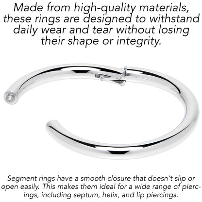 16G 9mm 316L Surgical Steel Precision Hinged Segment Hoop