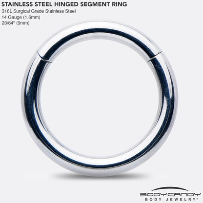 14G 9mm 316L Surgical Steel Precision Hinged Segment Hoop