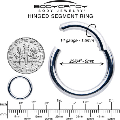 14G 9mm 316L Surgical Steel Precision Hinged Segment Hoop