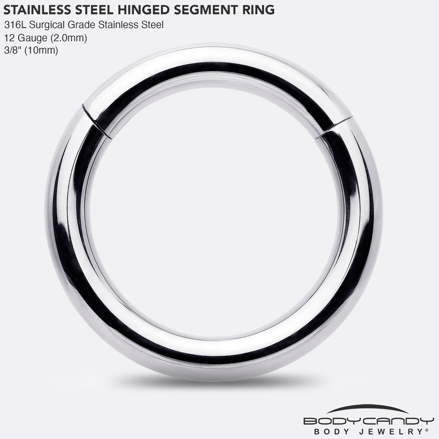 12G 3/8 316L Surgical Steel Precision Hinged Segment Hoop