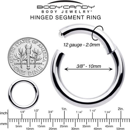 12G 3/8 316L Surgical Steel Precision Hinged Segment Hoop