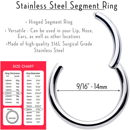 12G 9/16 316L Surgical Steel Precision Hinged Segment Hoop