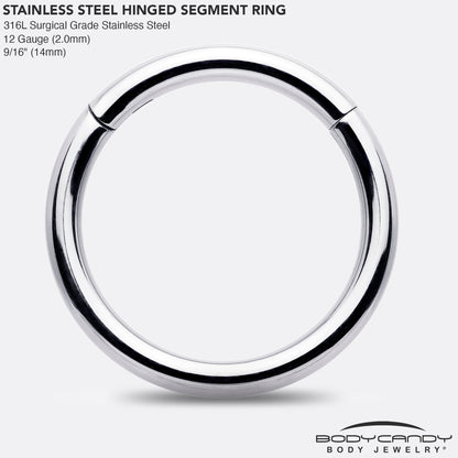 12G 9/16 316L Surgical Steel Precision Hinged Segment Hoop
