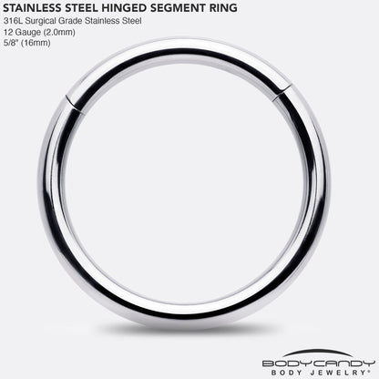 12G 5/8 316L Surgical Steel Precision Hinged Segment Hoop
