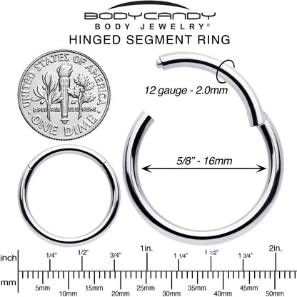12G 5/8 316L Surgical Steel Precision Hinged Segment Hoop