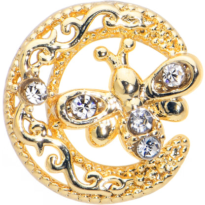 16G 5/16 Clear Gem Gold Tone Interally Threaded Dragonfly Labret