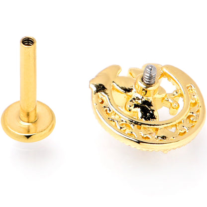 16G 5/16 Clear Gem Gold Tone Interally Threaded Dragonfly Labret