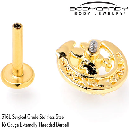 16G 5/16 Clear Gem Gold Tone Interally Threaded Dragonfly Labret