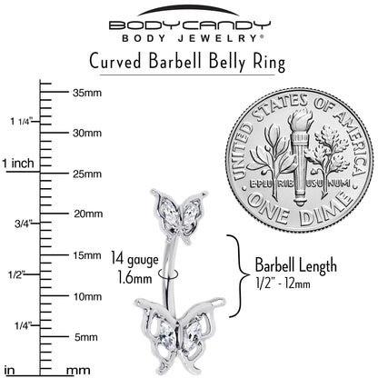 Clear Gem Fancy Fab Butterfly Double Mount Belly Ring