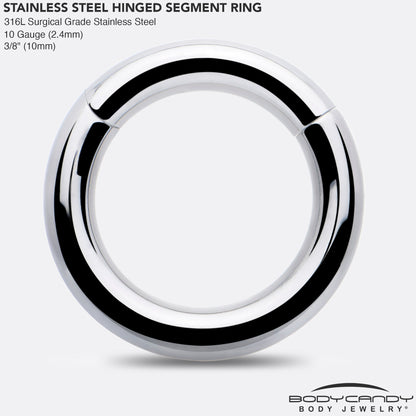 10G 3/8 316L Surgical Steel Precision Hinged Segment Hoop