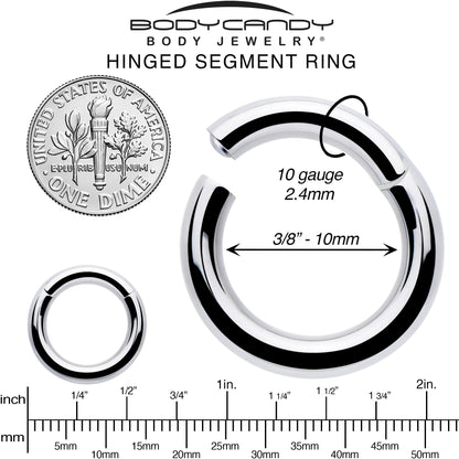 10G 3/8 316L Surgical Steel Precision Hinged Segment Hoop