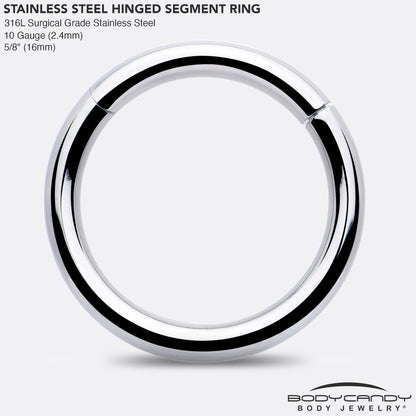 10G 5/8 316L Surgical Steel Precision Hinged Segment Hoop