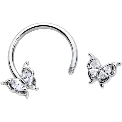 16G 3/8 Clear Gem Fancy Fab Butterfly Horseshoe Circular Barbell