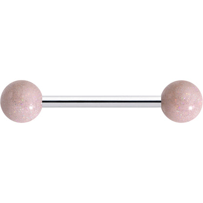 Pastel Shimmer Peach Ends Barbell Tongue Ring