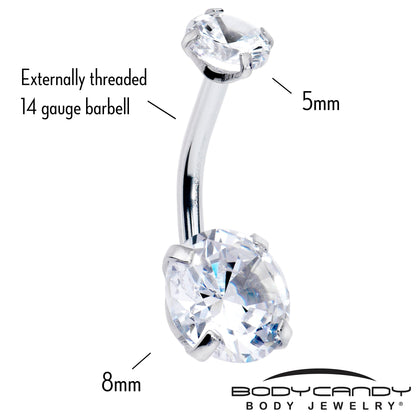 Clear Gem April Birthstone Double Mount Belly Ring