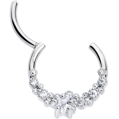16G 3/8 Clear CZ Gem Starfish Supreme Hinged Segment Ring