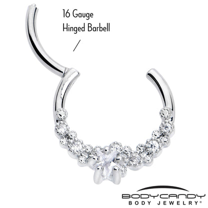 16G 3/8 Clear CZ Gem Starfish Supreme Hinged Segment Ring