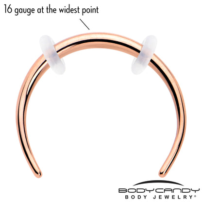 16G 3/8 Rose Gold Tone Pincher Crescent Taper