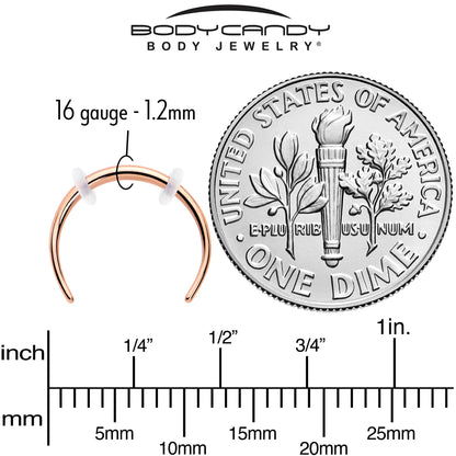 16G 3/8 Rose Gold Tone Pincher Crescent Taper