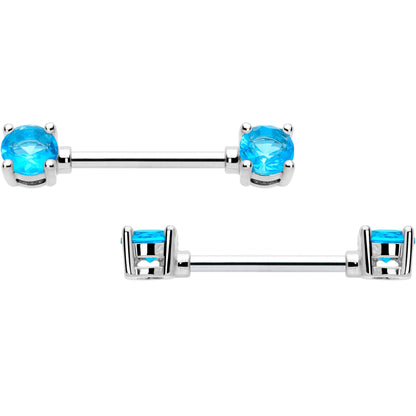 14G 9/16 Blue CZ Gem December Birthstone Nipple Ring Set