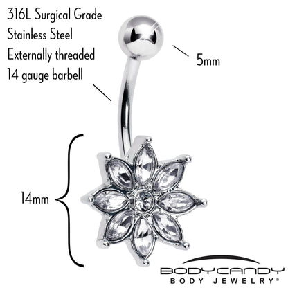 Clear Gem Flower Elegance Bloom Belly Ring