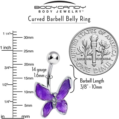 Clear Gem Chunky Butterfly Purple Belly Ring