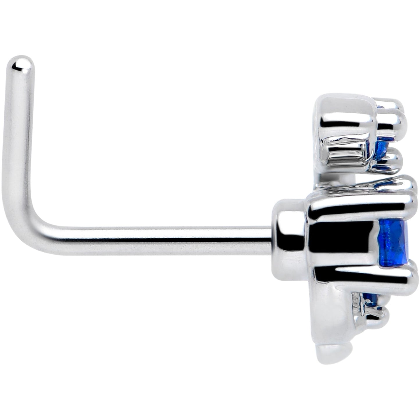 20G 7mm Blue Gem Twining Vine L Shape Nose Ring