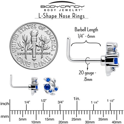 20G 7mm Blue Gem Twining Vine L Shape Nose Ring