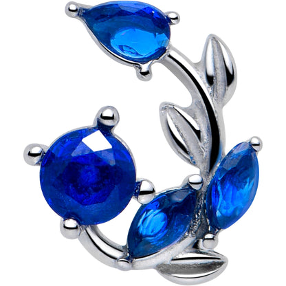 Blue Gem Twining Vine Barbell Tongue Ring