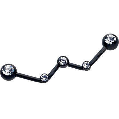 14G Clear Gem Black Constellation Style Project Bar 32mm