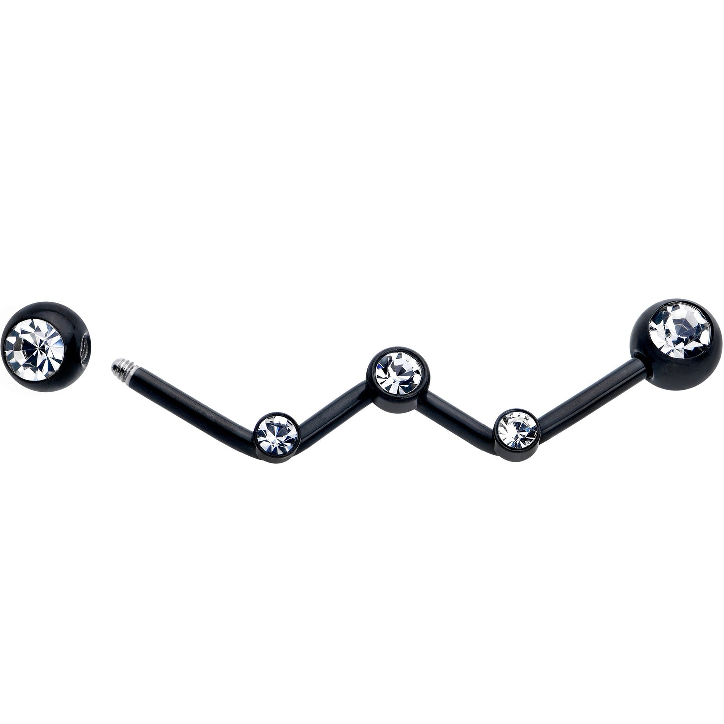14G Clear Gem Black Constellation Style Project Bar 32mm