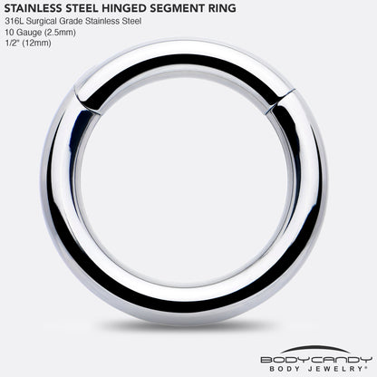 10G 1/2 316L Surgical Steel Precision Hinged Segment Hoop