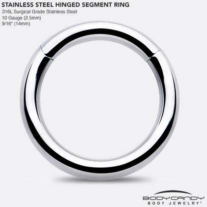 10G 9/16 316L Surgical Steel Precision Hinged Segment Hoop