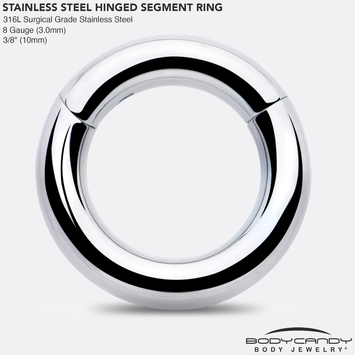 8G 3/8 316L Surgical Steel Precision Hinged Segment Hoop