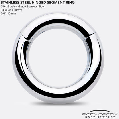 8G 3/8 316L Surgical Steel Precision Hinged Segment Hoop
