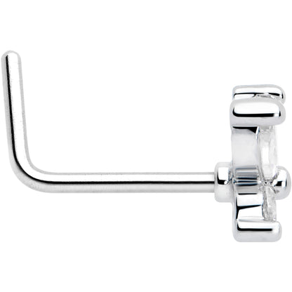 20G 7mm Clear CZ Gem Open Wing Butterfly L Shape Nose Ring