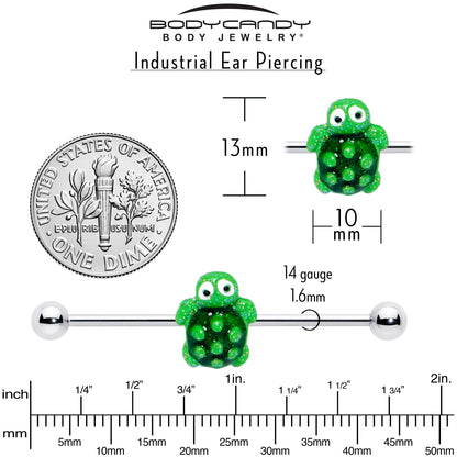 14G Texture Turtle Industrial Barbell 38mm