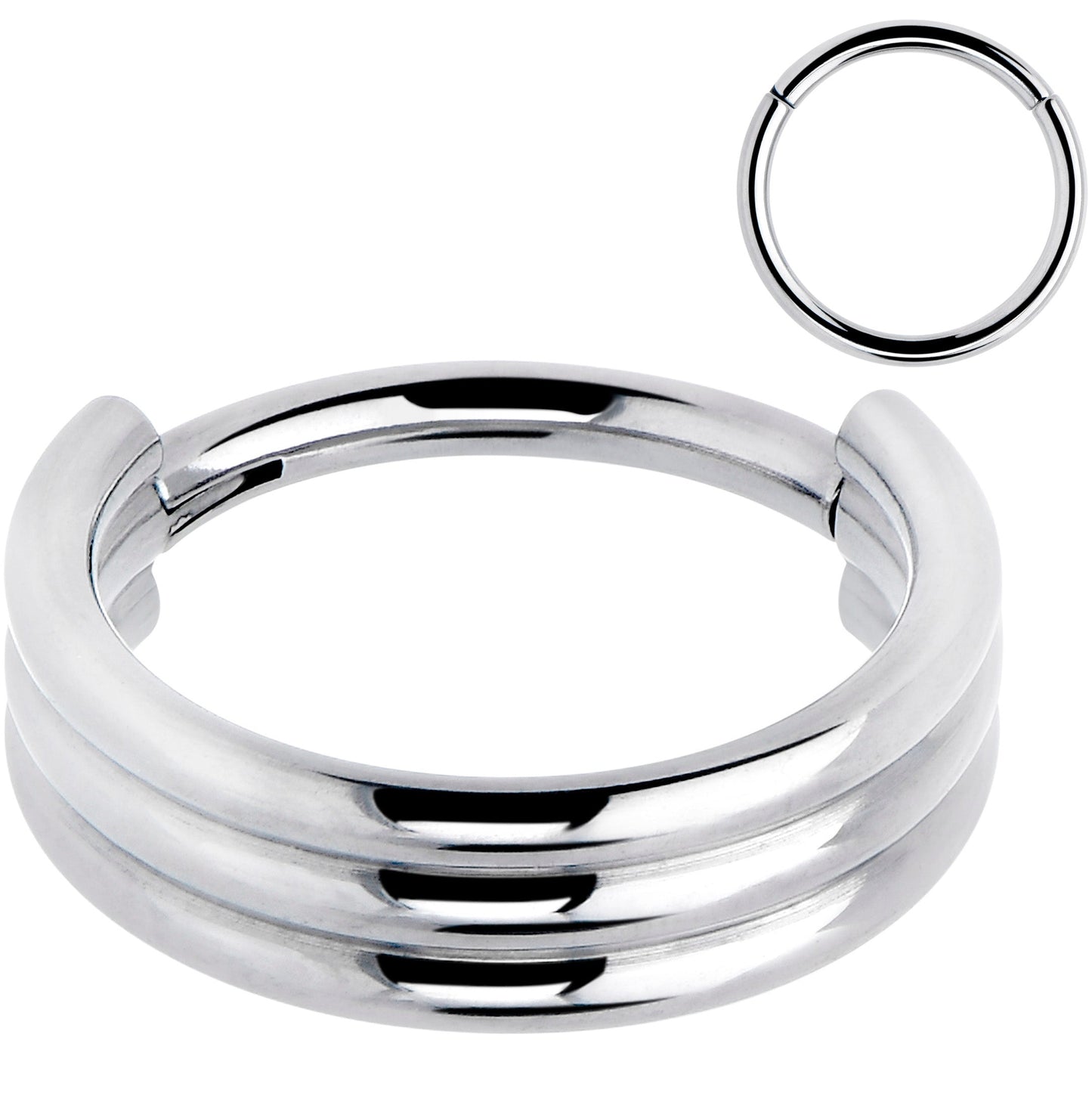 16G 3/8 Implant Grade Titanium Triple Stacked Hinged Segment Ring