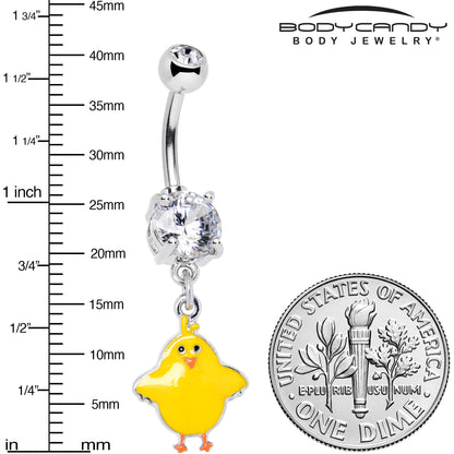 Clear Gem Sweet Yellow Baby Chick Dangle Belly Ring
