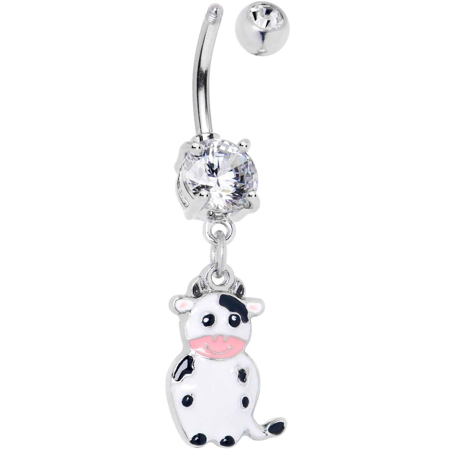 Clear Gem Moo Cow Cutie Dangle Belly Ring