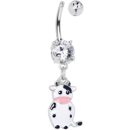 Clear Gem Moo Cow Cutie Dangle Belly Ring