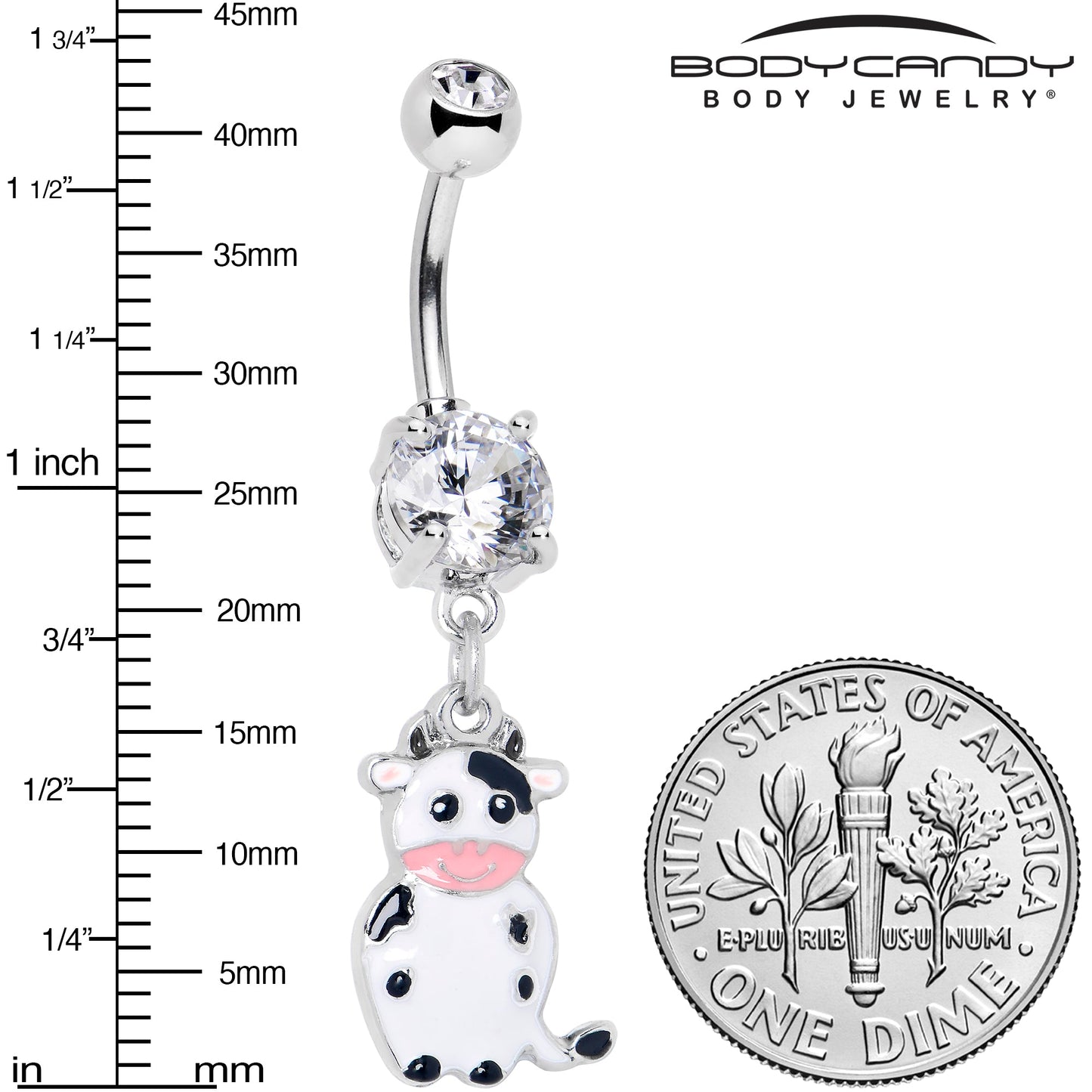 Clear Gem Moo Cow Cutie Dangle Belly Ring