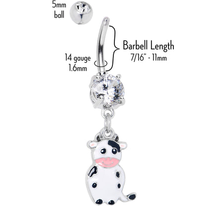Clear Gem Moo Cow Cutie Dangle Belly Ring