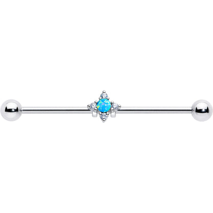 14G Blue Synthetic Opal Rhombus Star Industrial Barbell 38mm