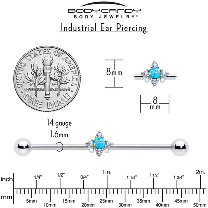 14G Blue Synthetic Opal Rhombus Star Industrial Barbell 38mm