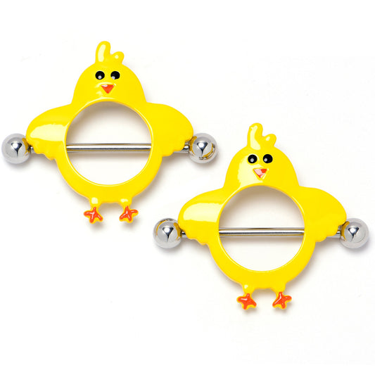 14G 9/16 Little Yellow Chicks Nipple Shield Set